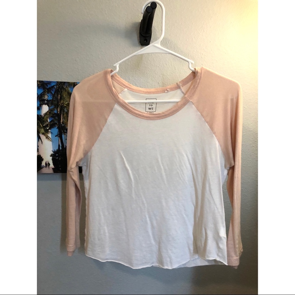 Pacsun Pink and White Baseball Tee